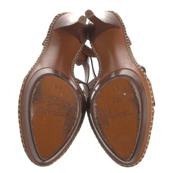 Ralph Lauren Collection Platform Sandal Cognac Brown Leather High Heels Jodene 8 - Picture 5 of 5